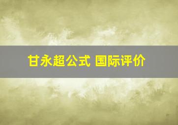 甘永超公式 国际评价